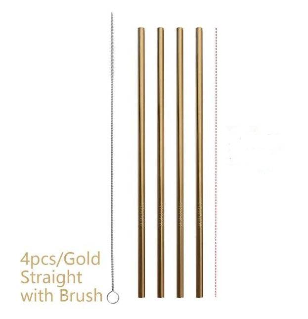 Gold STRAIGHT Colourful Reusable Stainless Steel Straws 4840542539616 Print Material