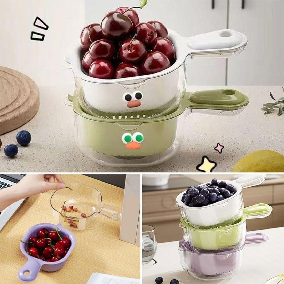 Dual-Layer Veggie &amp; Fruit Draining Basket with Handle – 125ml Capacity 4941591459