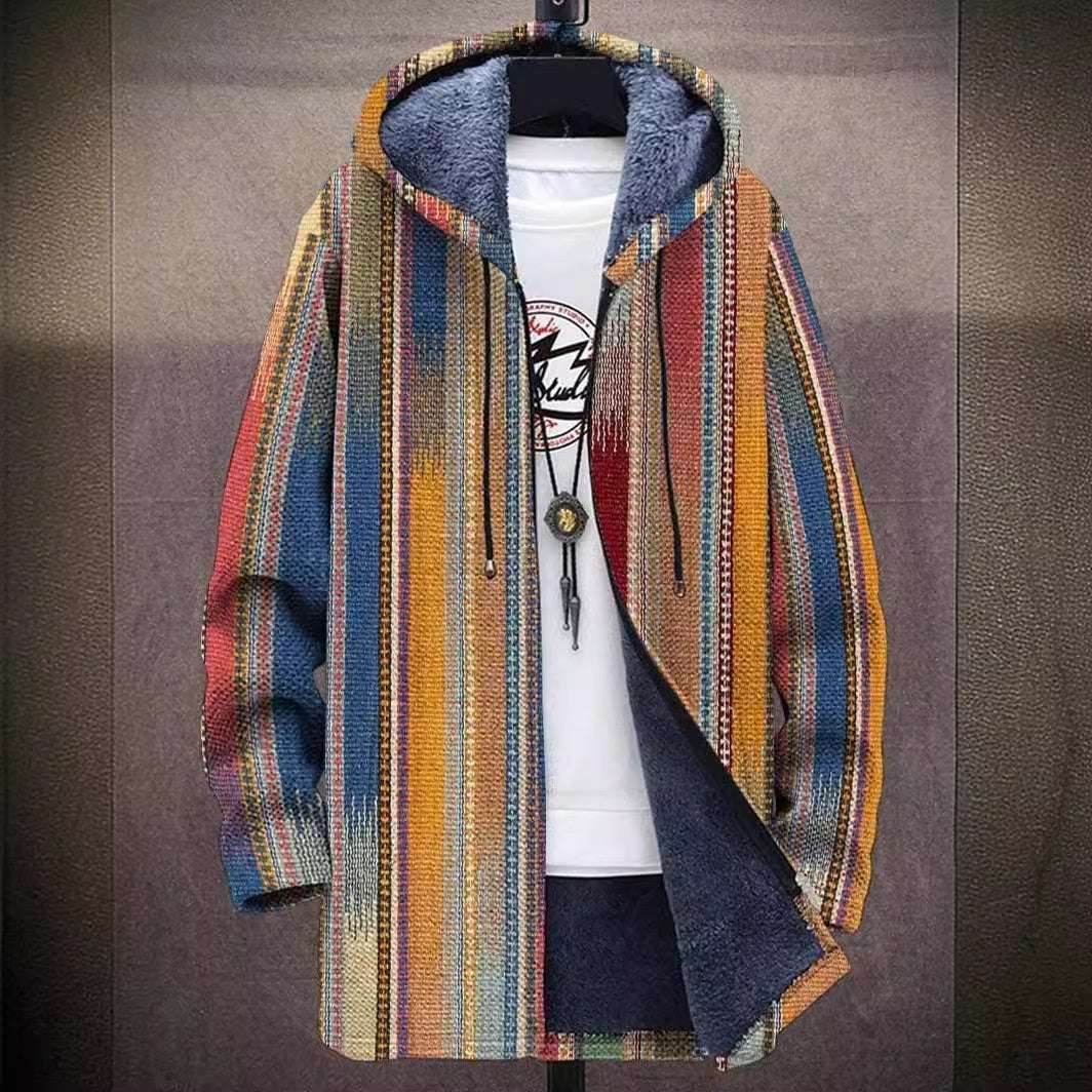 Men's Coat Winter Print Plush Lining Thick Windproof Jacket Long Sleeve Zipper 5133f3a7-6fa8-4645-a695-cdf7057972b0-_1
