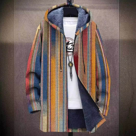 Men's Coat Winter Print Plush Lining Thick Windproof Jacket Long Sleeve Zipper 5133f3a7-6fa8-4645-a695-cdf7057972b0-_1