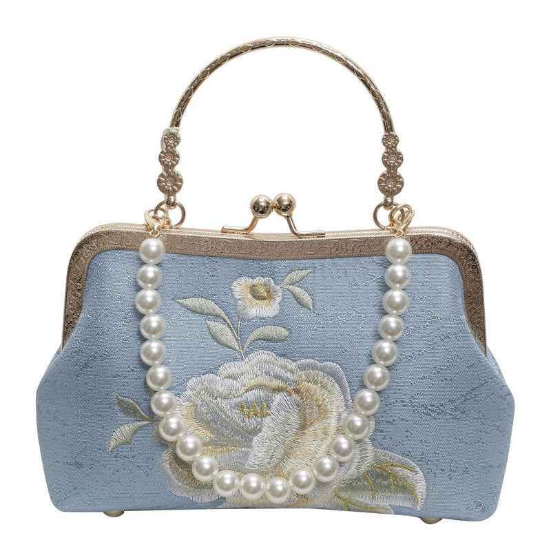 Blue BOSS MANGO Elegant Embroidered Evening Bag 52c684f7-a397-4545-a408-1ce668d82005 Print Material