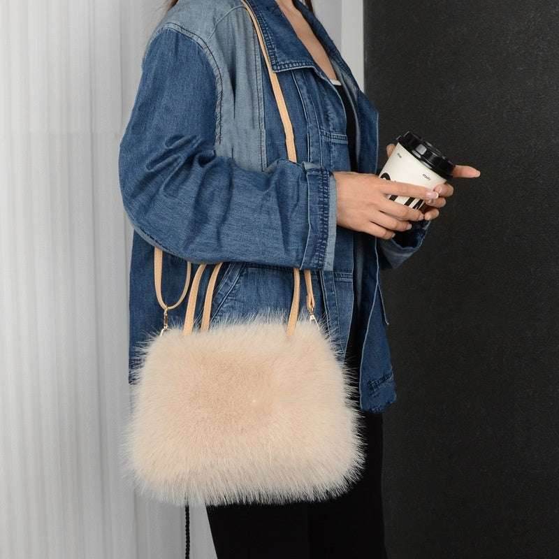 Apricot Portable Plush Bag Fashion Shoulder Messenger Bag Female Bags 532257c4-c477-4362-ae74-8b451af6eb0d-_2 Print Material