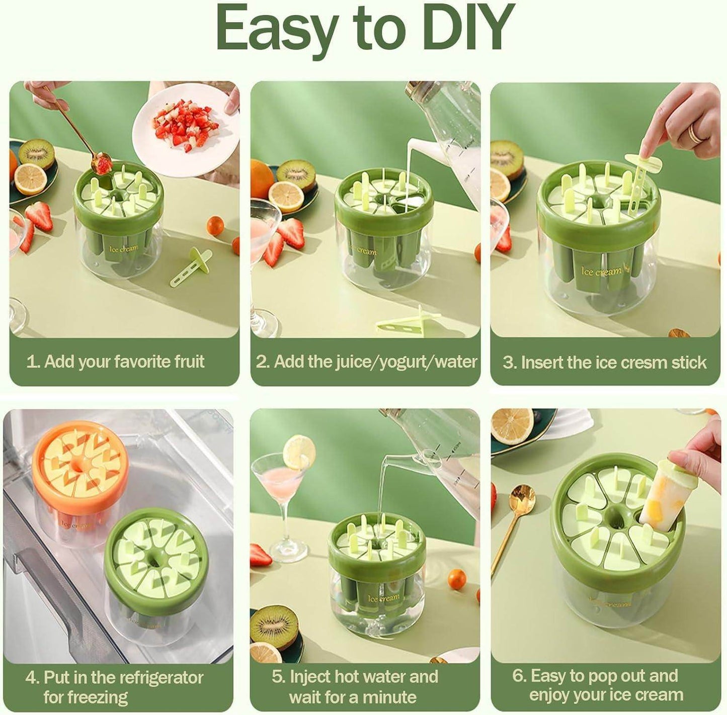 Reusable DIY 8 Pieces Ice Pop Mould 5362213420