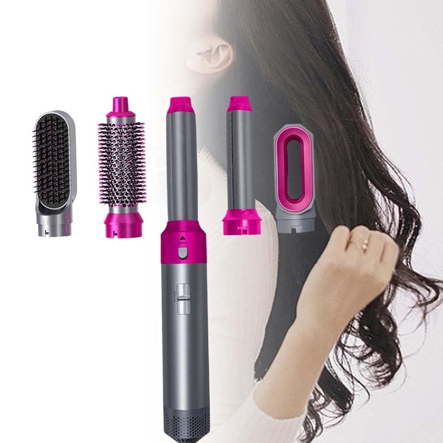 Muti-Functional 5 IN 1 Hair Styling Tool Detachable Hot Air Brush Hair Dryer with Comb 5713942111