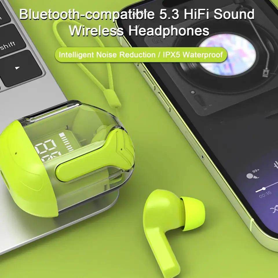 Crystal Portable LED Display Professional Clear Sound Wireless Earbuds – Superior Sound, Effortless Connectivity 5737164485