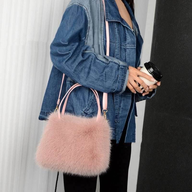 Lotus Root Color Portable Plush Bag Fashion Shoulder Messenger Bag Female Bags 5bc2b216-6748-45dd-8fbe-9ce38b305d50-_6 Print Material