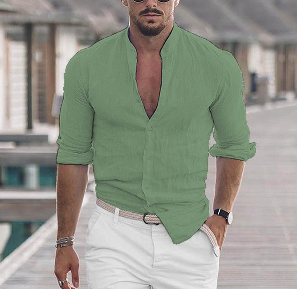 LTMC Green Men's Solid Color Casual Long Sleeve Shirt 5dd7633d-0d73-4e45-b430-7f9e1177a481 Print Material