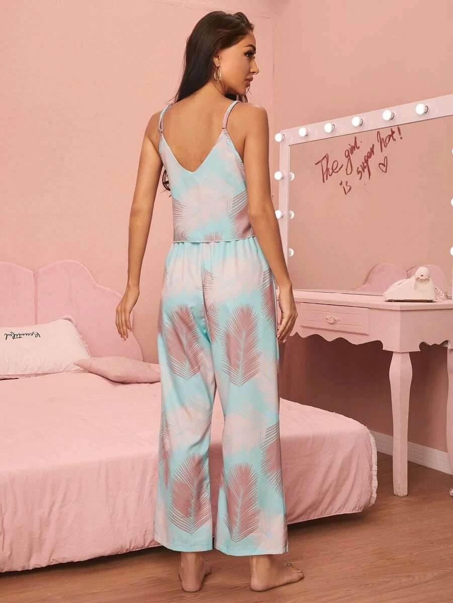 V-neck Sling Print Comfortable Pajama Set 5f13b398-df94-4596-bfc4-bfe5a76b71d9-_4 Print Material
