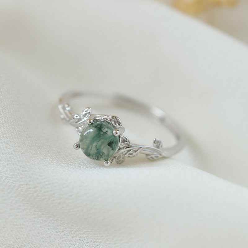 S925 Silver Green Moss Ring Water Plants Agate Stone Finger Ring 5f7723ad-d7e9-4bd5-8fcc-c212aaed2ba0 Print Material
