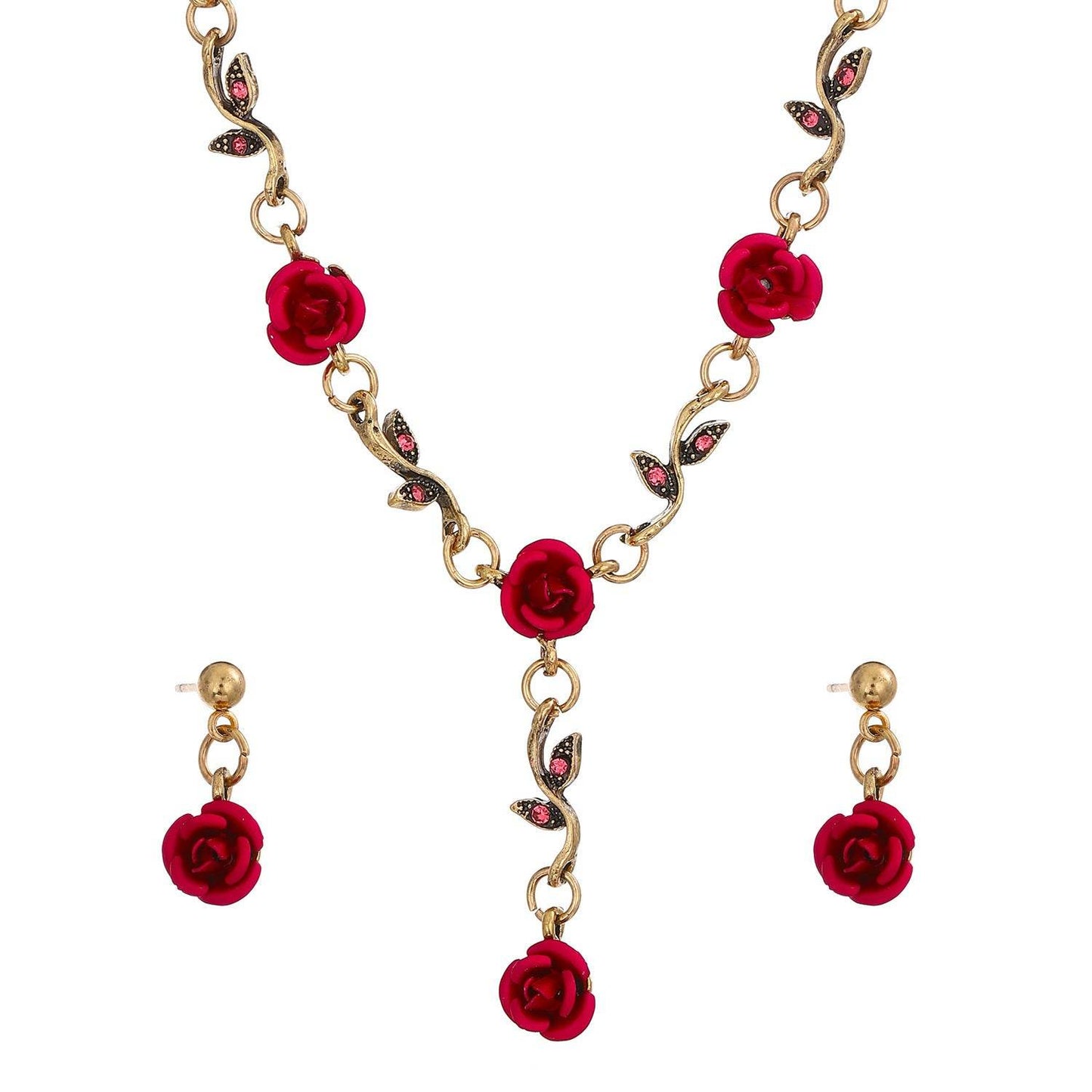 04 Ancient KC Gold WG0404 Rhinestone Love Rose Chain Necklace For Women 60988b69-63f0-42c0-a033-78ec2e0ecbdf Print Material