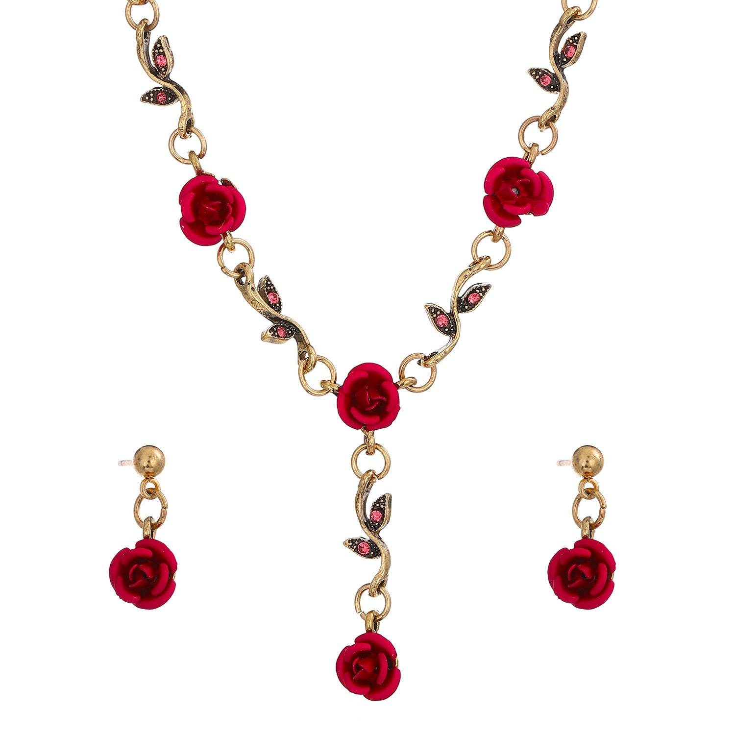 04 Ancient KC Gold WG0404 Rhinestone Love Rose Chain Necklace For Women 60988b69-63f0-42c0-a033-78ec2e0ecbdf Print Material