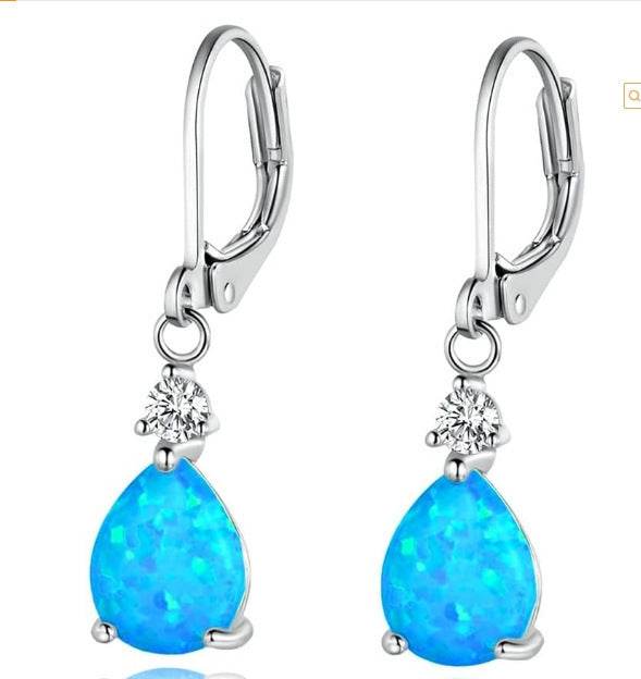 Platinum Blue Australia White Opal Drop Opal Earrings 658cefa2-a978-4bd8-b3f5-2106aea4cf6f