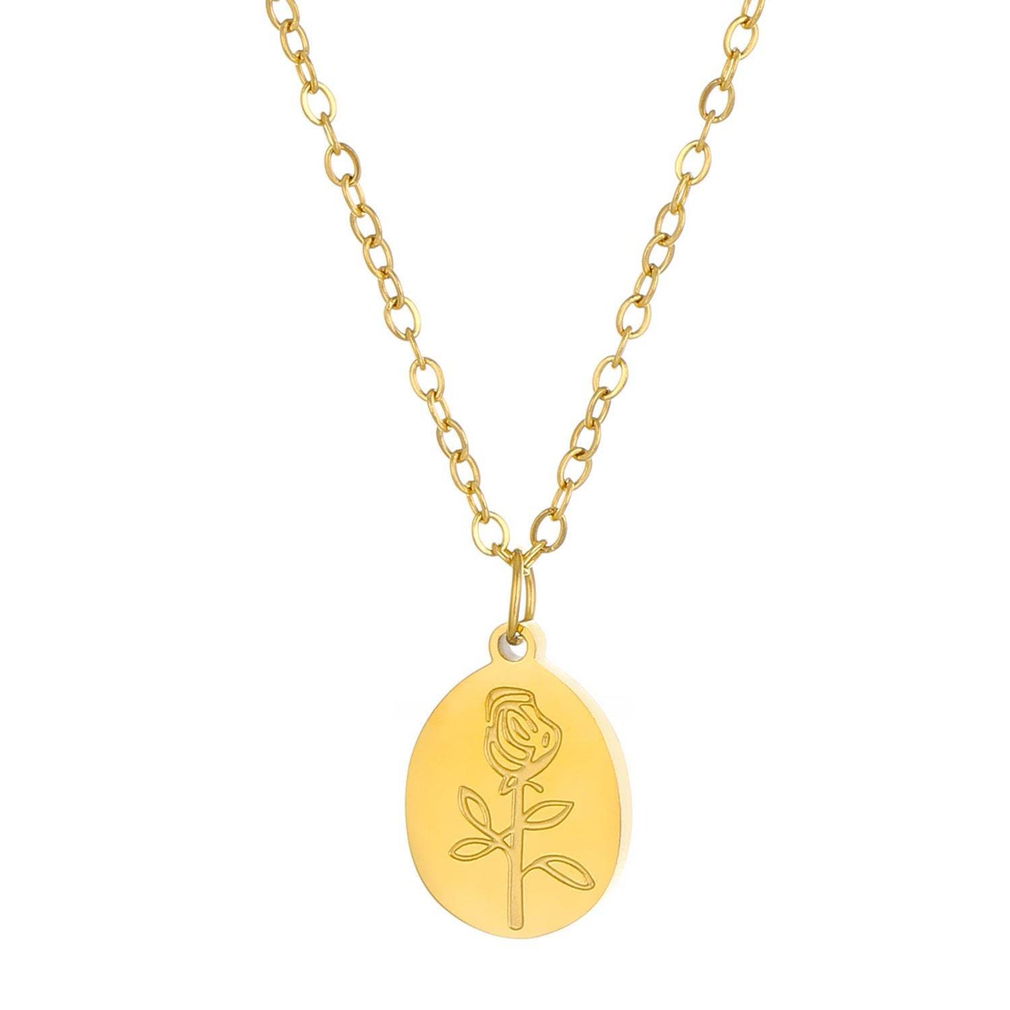 09 18K Gold K1582 Rhinestone Love Rose Chain Necklace For Women 66430095-87d0-4f7d-bf36-0f3097978a19 Print Material