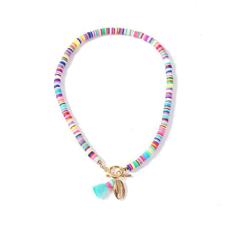 Blue Bohemian Shell Necklace Female Tassel Wild Sweet Necklace 684621264618