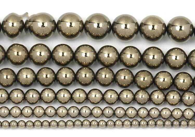 Electroplated Pyrite Glossy Round Beads 6f6b57f3-e277-4e1f-8ccc-05e5348e6e6a-_5