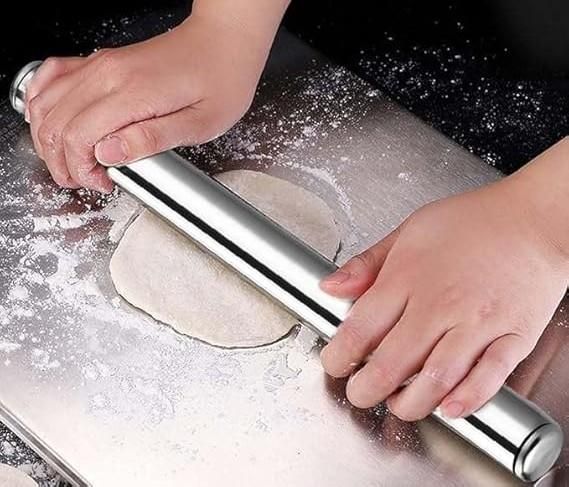 Stainless Steel Non-Stick Rolling Roller – 31.8 cm x 2.5 cm – Premium Quality Roti & Chapati Belan 7006805126