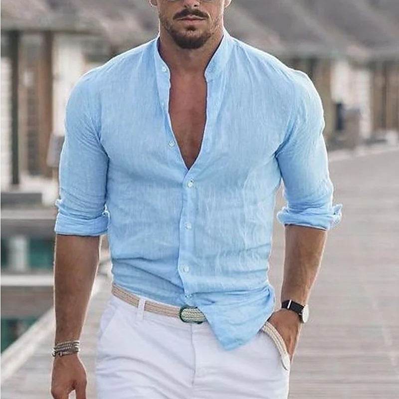 LTMC Sky blue Men's Solid Color Casual Long Sleeve Shirt 702c0eff-f72f-41f5-b37f-f07810264f7e_6567d1bb-f800-483f-91ef-ba9fdf3e6c65 Print Material