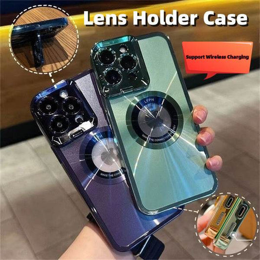 Electroplated Phone Case Luxury Plating CD Pattern Magsafe Bracket Case For 12 13 14 Pro Max Invisible Camera Stand Holder Lens Holder Magnetic Suction 7185582c-a0c7-4fab-a652-9b53a34e316b Print Material
