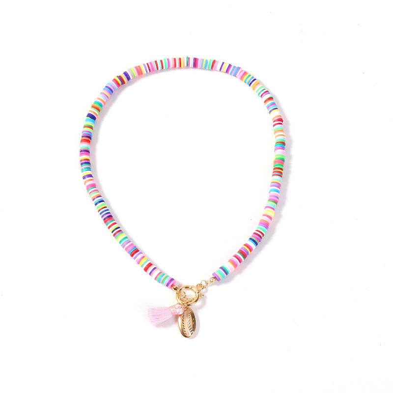 Pink Bohemian Shell Necklace Female Tassel Wild Sweet Necklace 731703486473