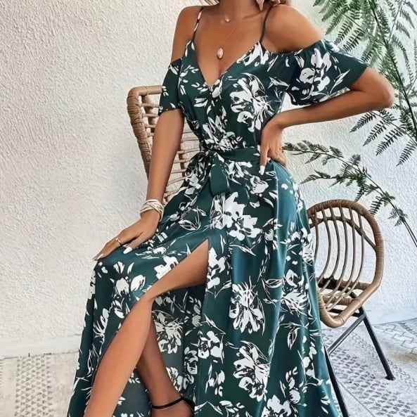 Dark Cyan BOSS MANGO Boho Style Summer Dresses for Women 74145218-4c81-4102-9240-bf9ed27d0500 Print Material