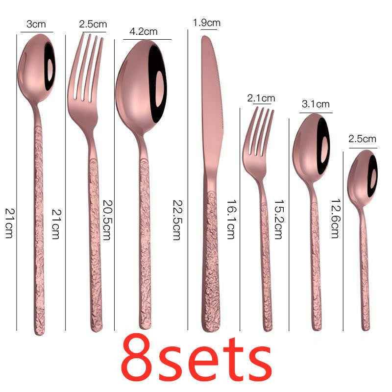 Embossed Textured Handle Steak Cutlery – Elegant Western Dining Set 833d9657-cc6e-46fb-a26b-8af826f5153f Print Material