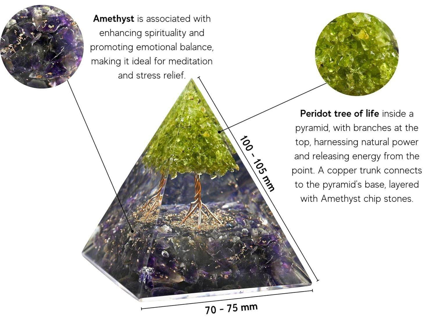 Tree of Life Peridot Orgon Pyramid 8443129245