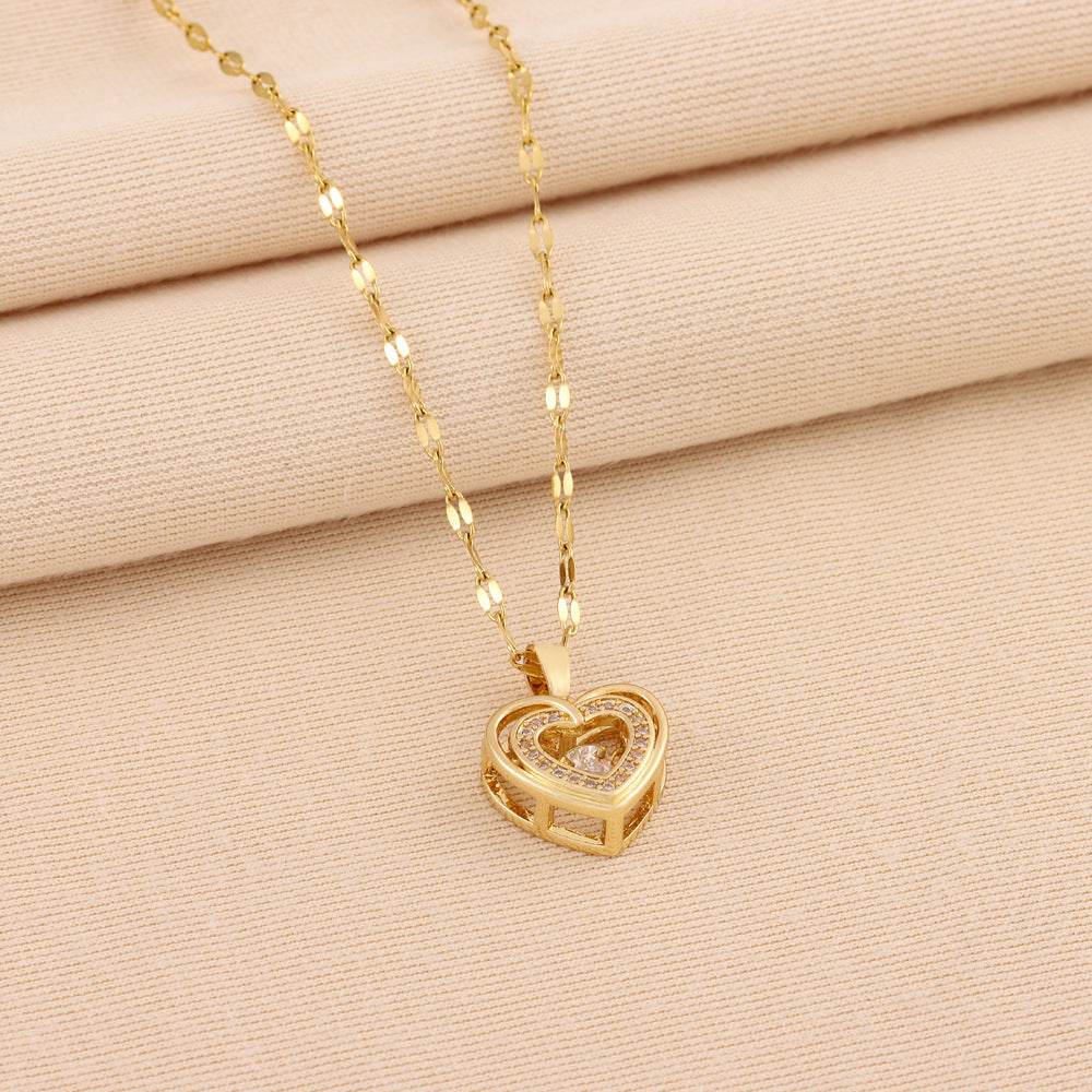 Double-layer Love Necklace With Rhinestones Titanium Steel Pendant Fashion Jewelry Woman Valentines Day Gift 846cae2d-805b-4baf-a45b-4c9694c52171 Print Material