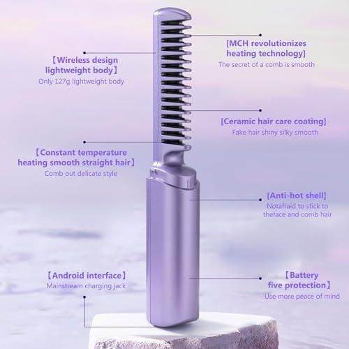 Comb - Rechargeable Hot Hair Straightener / Hair Styling (Portable) 8582612340