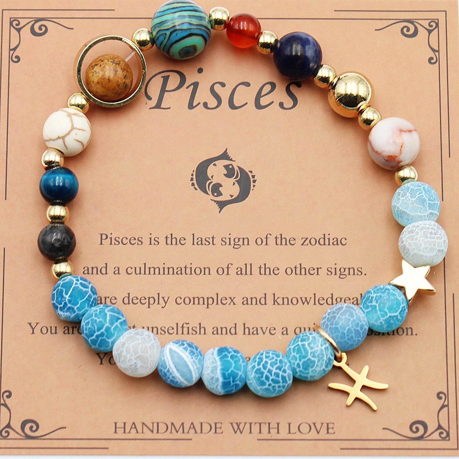 Piseces Agate Flowers Twelve Constellations Bracelets Natural Stone Beaded Eight Planets 88ff7b6a-9cdd-4820-91e1-dbde7fa49a5d Print Material