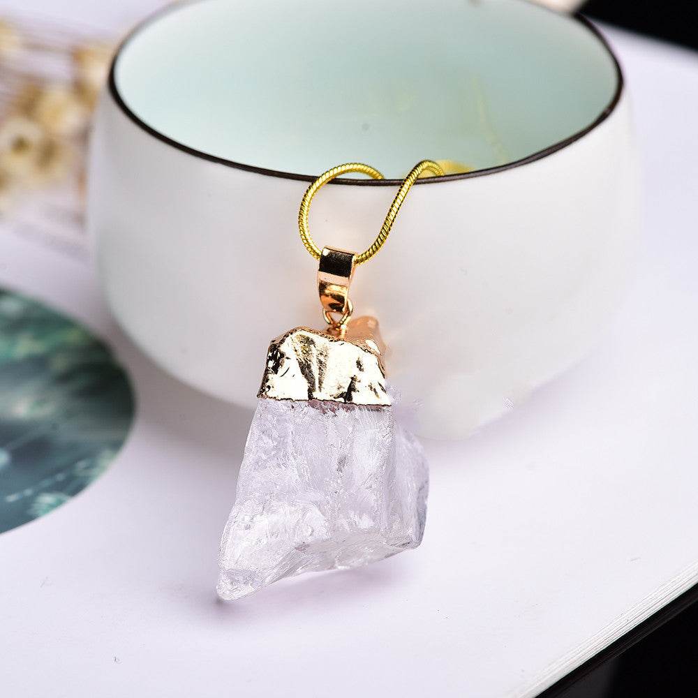 White Crystal Natural Crystal Pendant With Gemstones + Chain 8914da7d-12b2-426d-8c2e-7478f9652e70 Accessories