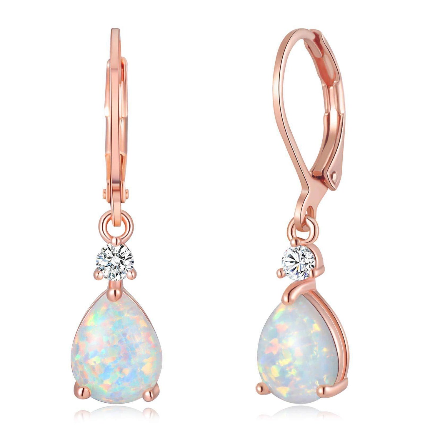 Rose Gold White Australia White Opal Drop Opal Earrings 8db18ff3-284f-4acb-a0fa-2a1f192c922e