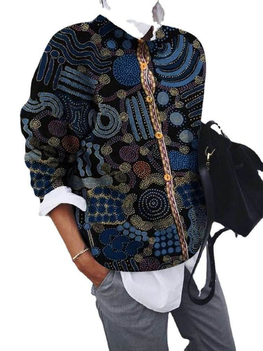 Brushed Geometric Print Cardigan Long Sleeve Top 93b4afed-070b-4f36-89d1-2125fa744497-_2