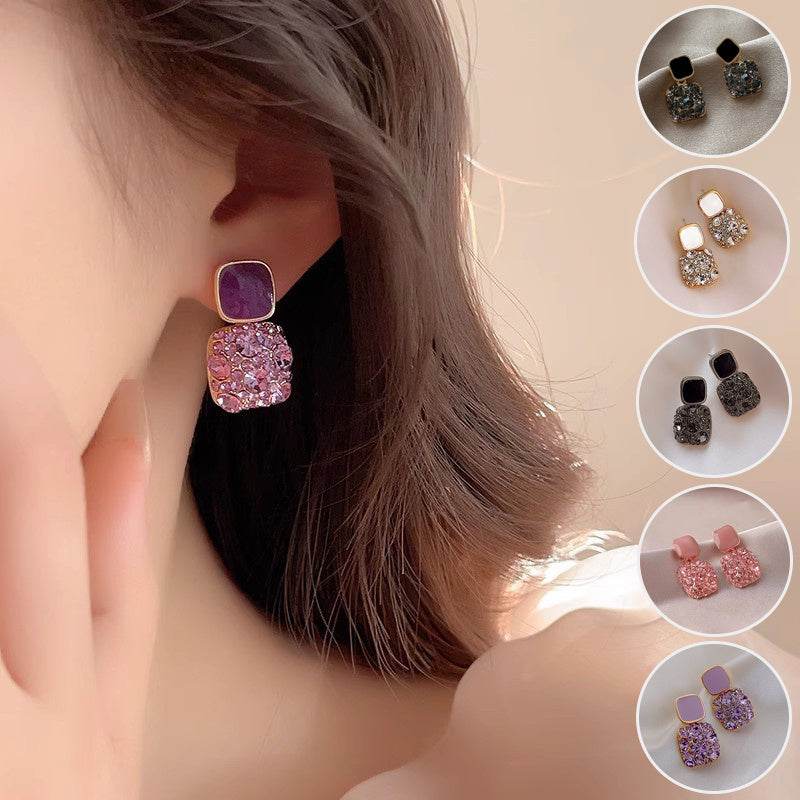 Rhinestone Cube Earrings Ins Fashion Temperament Geometric Earrings 93d063cd-25f4-45be-bc57-1cc793147871 Accessories