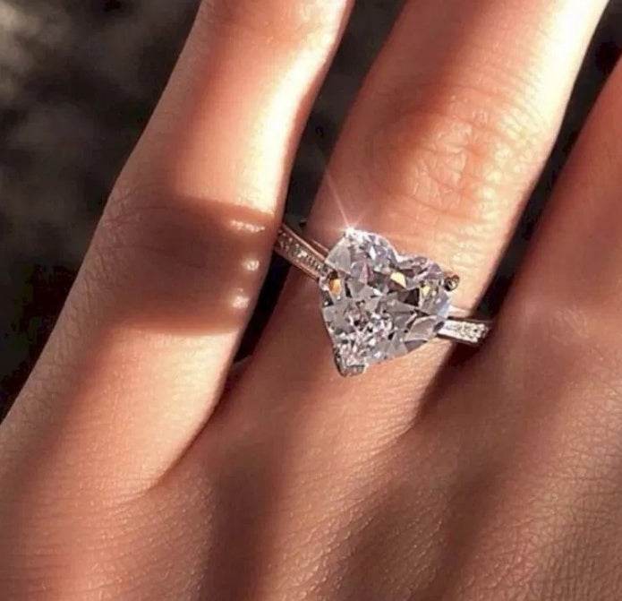 Ins best selling inlaid AAA zircon heart-shaped ring wish new European and American engagement party ring jewelry 9979958304763 Print Material