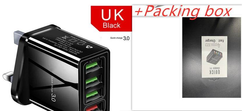 Black Box packaging UK Illuminated 4USB Mobile Phone Charger 3A Charging Head 9a9033dc-8707-46c1-8660-b2e13528fd24 Print Material