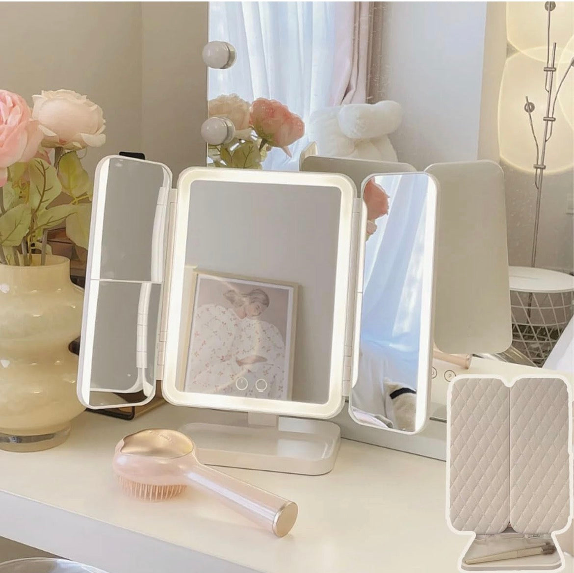 Trifold Led Makeup Mirror with Magnification & Touch Control FullSizeRender_3b6f7440-9ca4-4ec0-9423-33538e8540ac