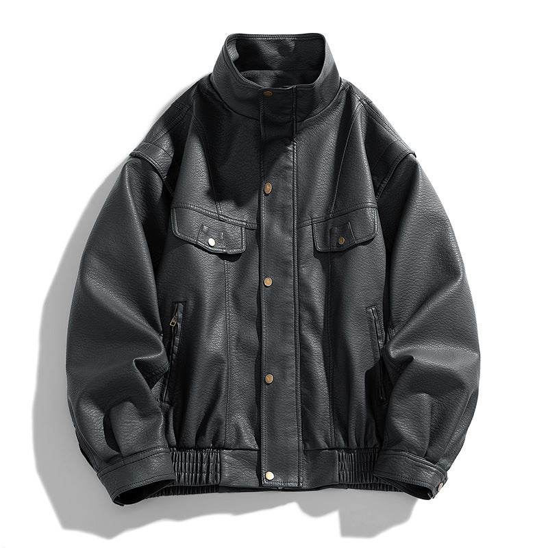 Soft Leather Men's Fashion Casual Polo Collar Jacket 👕✨ O1CN011JcrCc1amswGsUH0J__2216744203373-0-cib
