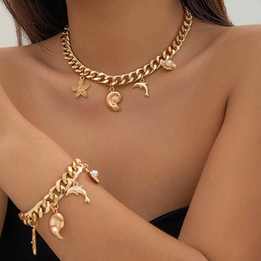 Creative Boho Conch Dolphin Starfish Pendant Choker Necklace Bracelets Women Trendy Vintage Tassel Chain Grunge Jewelry Fashion Jewelry O1CN01IZ3Tg523L3cZZFFct__1005997238-0-cib Print Material