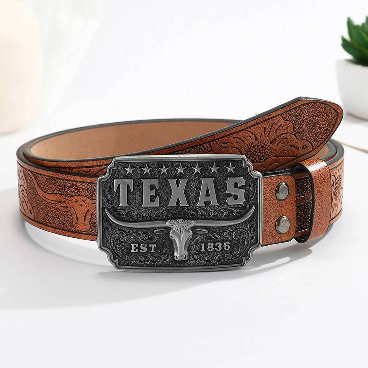 American Retro Embossing Cow Head Buckle Simple All-match Western Denim Belt O1CN01OP06oJ1xQCRiJsn4z-2213330036437-0-cib-_2