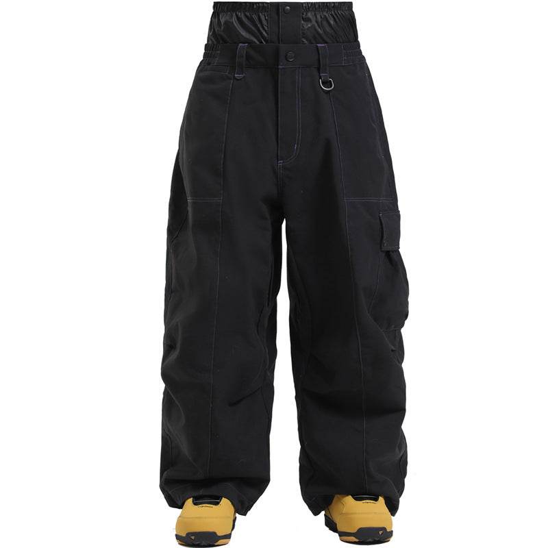 Black Loose Veneer Windproof Waterproof Sports Outdoor Wide Leg Ski Pants O1CN01VX7aS724Ce5eTSNk5__2212730107355-0-cib Print Material
