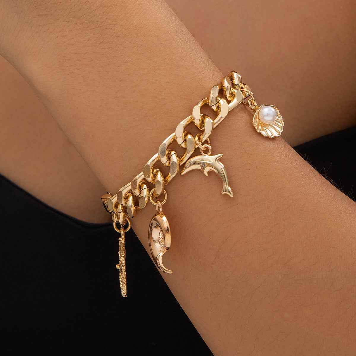 Bracelet Gold Creative Boho Conch Dolphin Starfish Pendant Choker Necklace Bracelets Women Trendy Vintage Tassel Chain Grunge Jewelry Fashion Jewelry O1CN01nMcMWq23kFPCFWEld__2588757293-0-cib Print Material