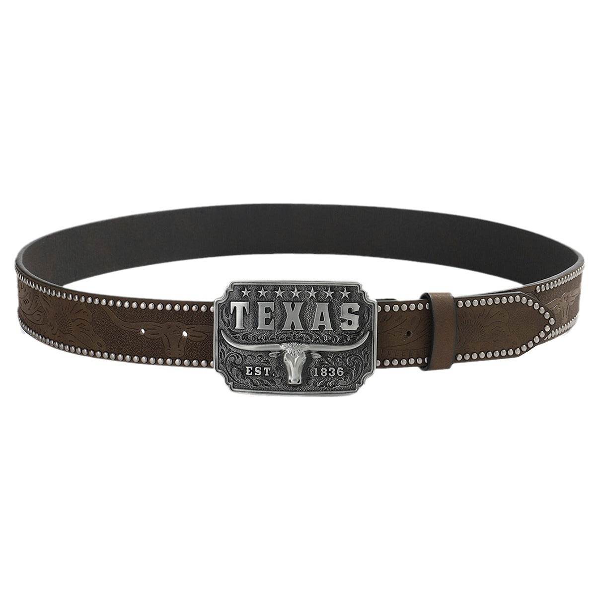 Brown 120cm American Retro Embossing Cow Head Buckle Simple All-match Western Denim Belt O1CN01onN1Yp1xQCRnrPLvp__2213330036437-0-cib