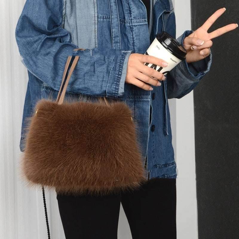 Coffee Portable Plush Bag Fashion Shoulder Messenger Bag Female Bags a444833b-d3dd-492b-adc2-0189981cfe70-_4 Print Material