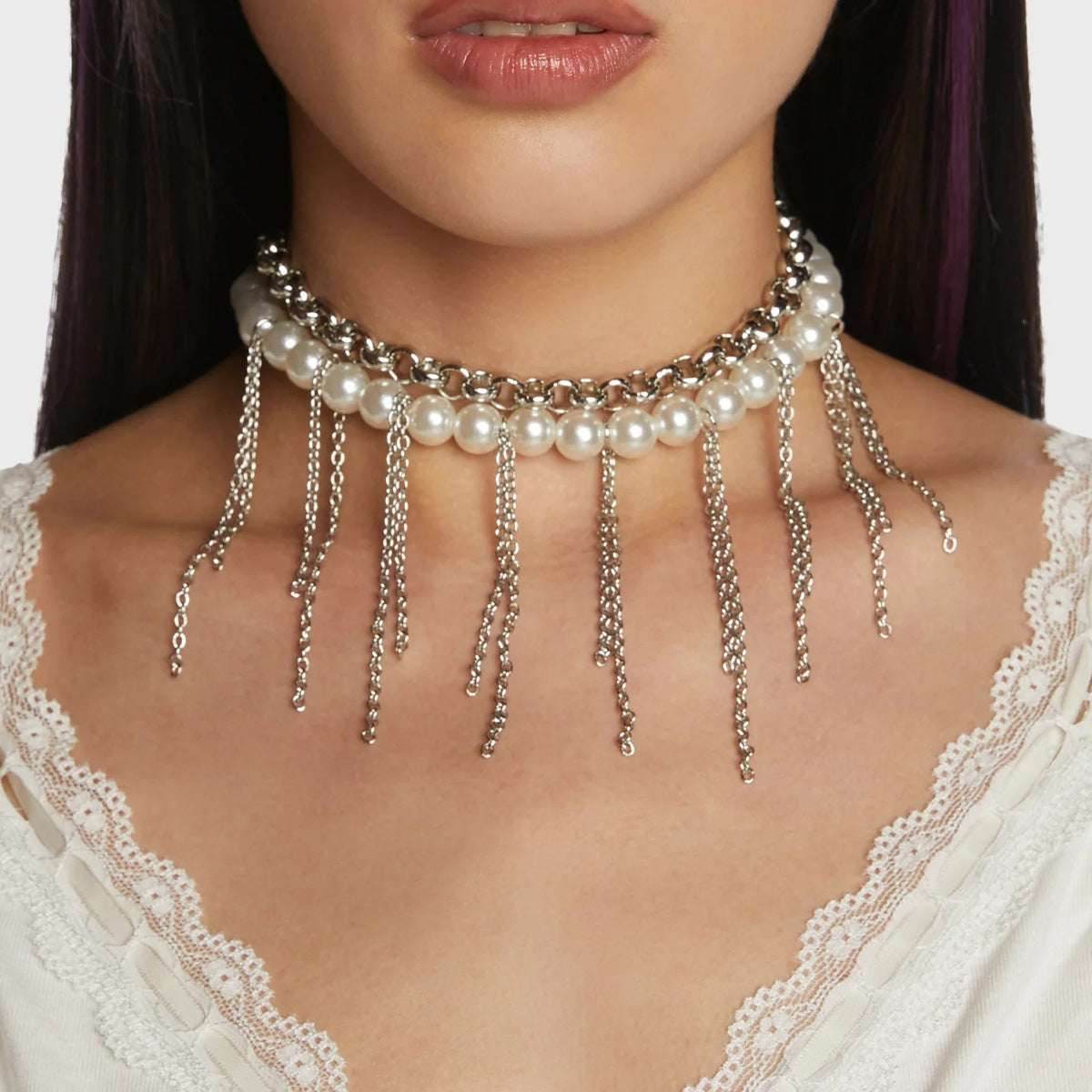 Pearl Tassel Fun Design Double-layer Retro Necklace Women's Accessories ab6f7340-7706-4cac-82cf-fa033d8008ab-_1 Print Material