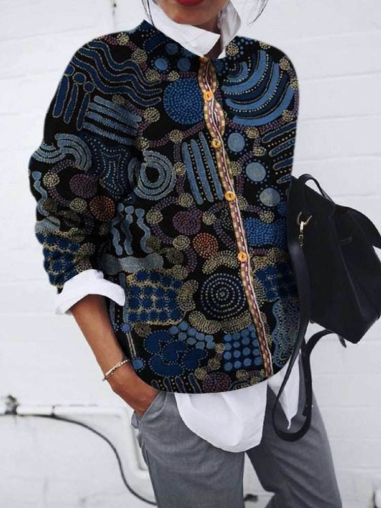 Brushed Geometric Print Cardigan Long Sleeve Top b317f94c-ddc6-49a8-a6d2-c08da2bb8bcb-_4