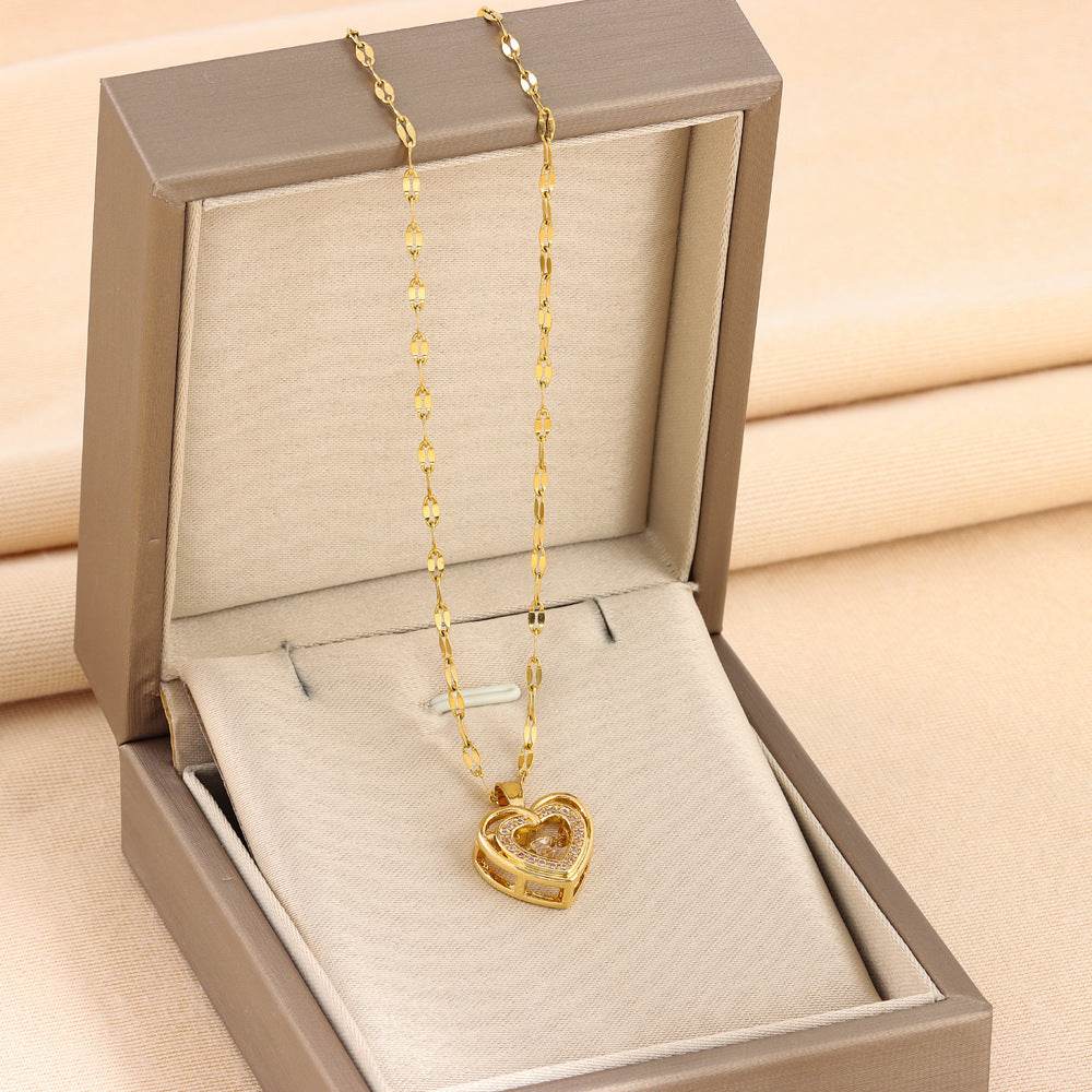 Double-layer Love Necklace With Rhinestones Titanium Steel Pendant Fashion Jewelry Woman Valentines Day Gift b936cddf-cbdf-450a-ba79-7da57dc0d005 Print Material