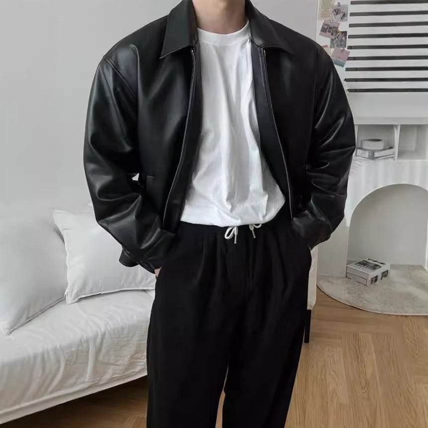 Leather Casual Baseball Uniform Motorcycle Jacket bbd63f1d-2a75-4431-9d53-e919e7344b84