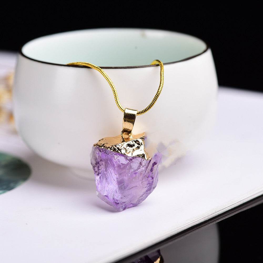 Amethyst Natural Crystal Pendant With Gemstones + Chain c339faff-ae8c-44eb-af8d-d28797bcf026 Accessories