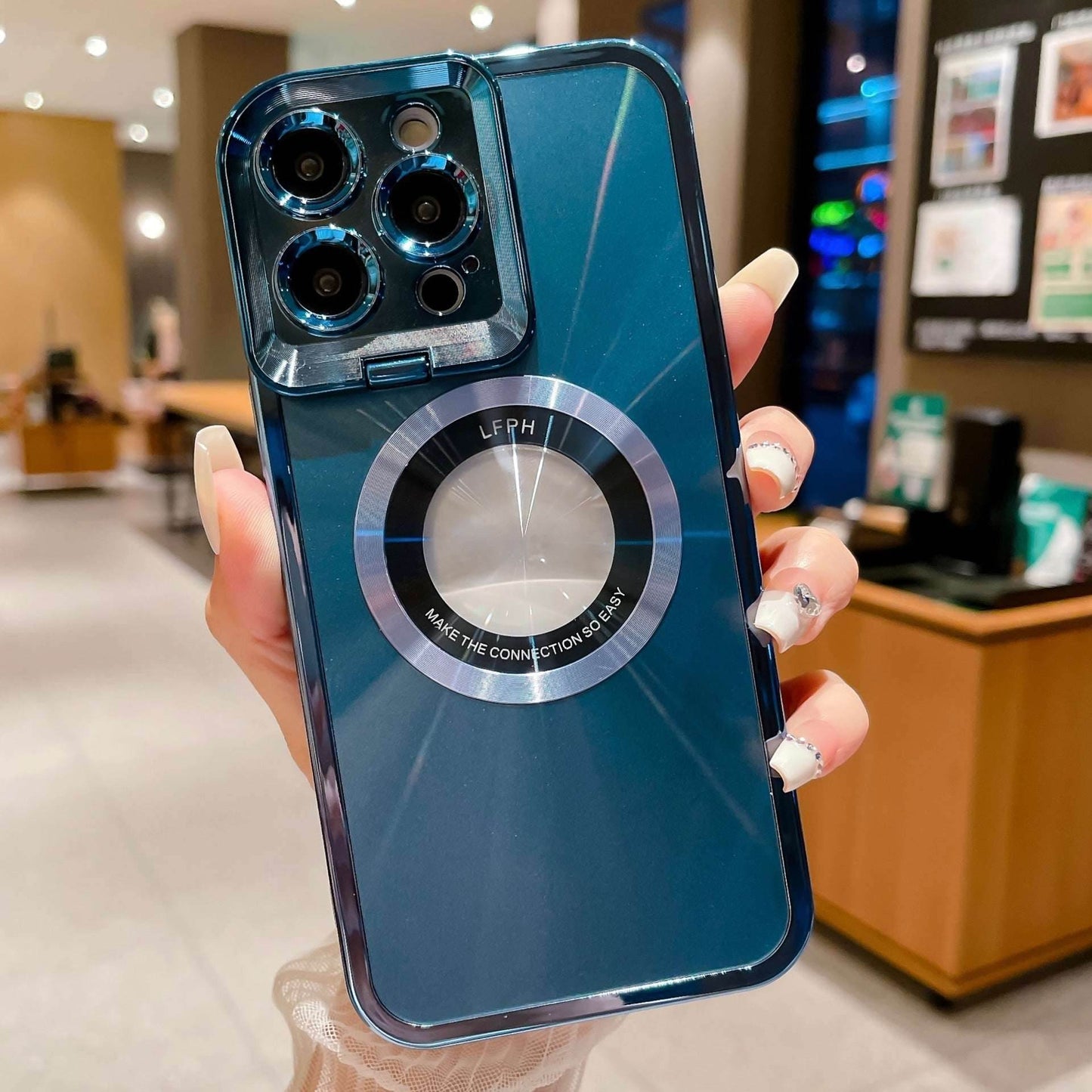 Electroplated Phone Case Luxury Plating CD Pattern Magsafe Bracket Case For 12 13 14 Pro Max Invisible Camera Stand Holder Lens Holder Magnetic Suction c4719a86-9d5a-42ac-b636-5ce608c41dbd-_3 Print Material