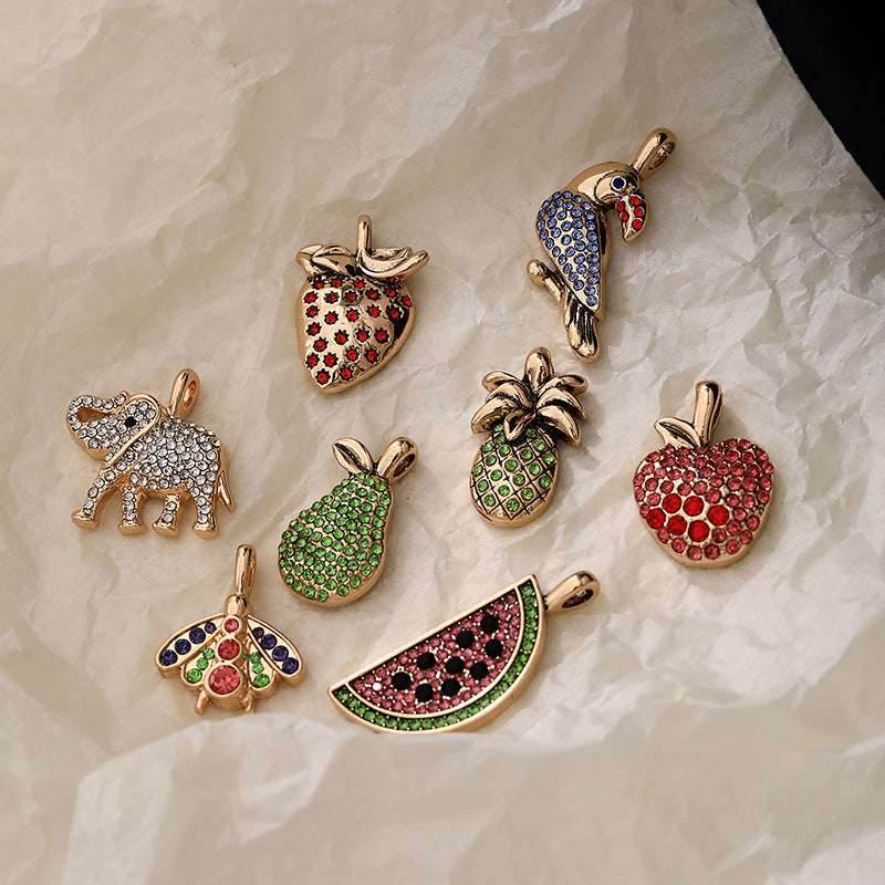 Summer Fruit Wind Watermelon Pendant Elephant Color Zircon Necklace 18K Gold ccd34ba1-a349-480b-992e-fdd61debd7db-_3
